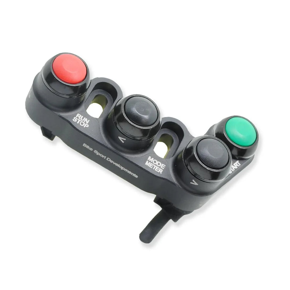 Suzuki GSXR600_750_1000 up to 2016 - 4 way 'Type C' bar clamp mount - race bike right handlebar switch assembly - Stop/Run Mode Up, Mode Down , Start