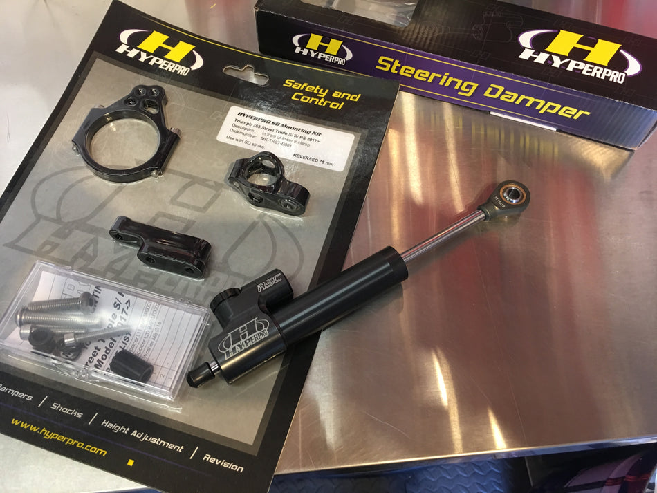 Triumph Street Triple 765/R/S/RS 2017-19 Hyperpro Damper RSC (Reactive Safety Control) 75 mm & Fittings kit Under Bottom Yoke